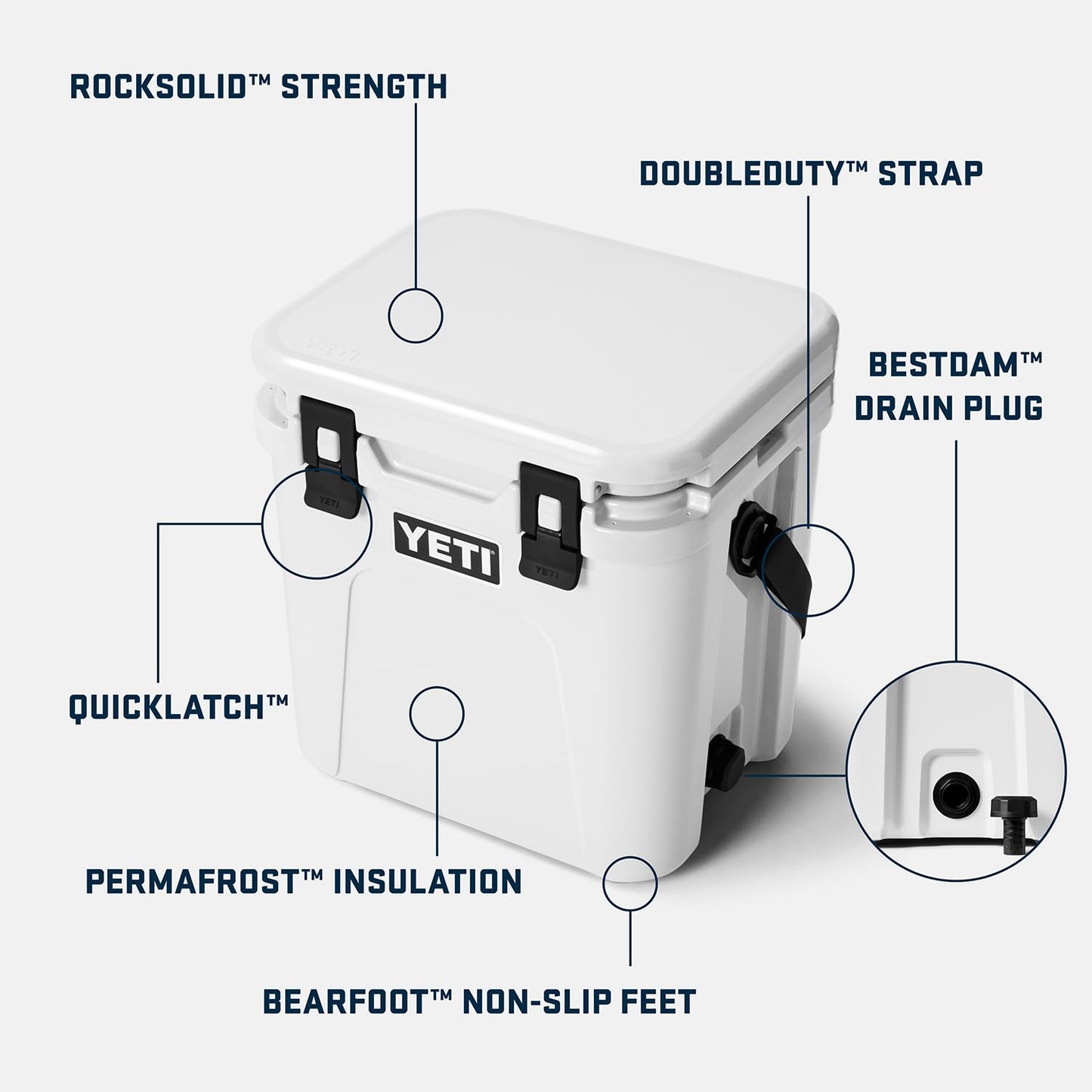YETI Roadie 24 2.0 Hard Cooler with DoubleDuty Shoulder Strap and Drain Plug, Navy