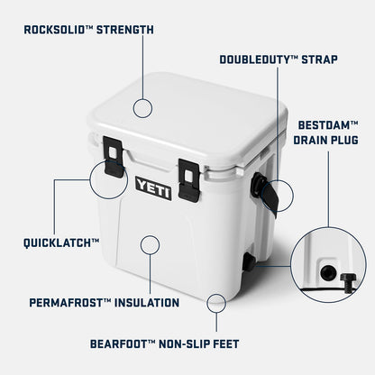 YETI Roadie 24 2.0 Hard Cooler with DoubleDuty Shoulder Strap and Drain Plug, Navy