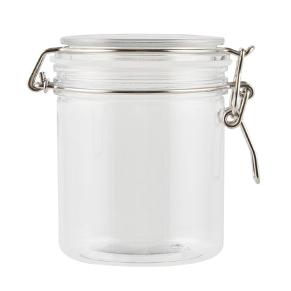 Restaurantware Food Container 20 Count 17 oz Plastic Airtight HInged Lid Jar Storage Canister Clear Wide Mouth