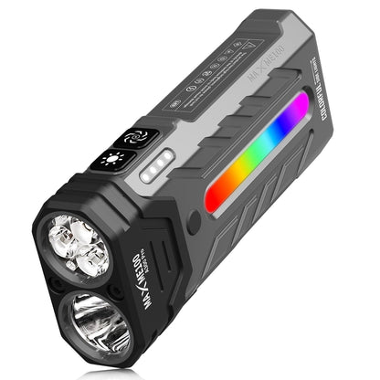 MAXME100 A300 Pro 5200 High Lumens Flat LED Flashlight 6700K, 8000mAh, Sidelight Floodlight and Spotlight, Rechargeable, Magnetic Tail