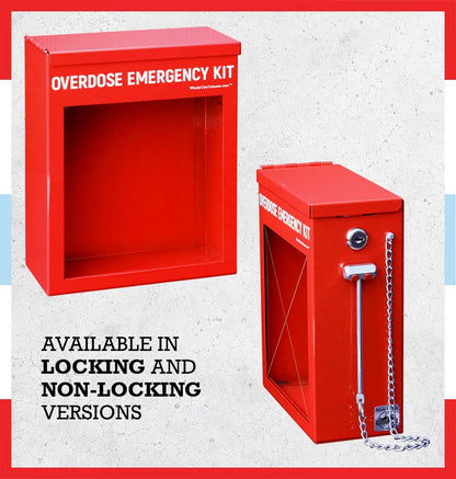 Windy City Cabinet Overdose Emergency Kit Cabinet - High Visibility & Secure, 22 Gauge Steel, Wall Mountable with Acrylic Window - Break Hammer with Optional Lock & Key - Universal Capacity