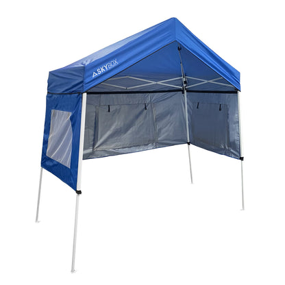 Caravan Canopy Skybox 3.2 Foot x 6.5 Foot Instant Multipurpose Height Adjustable Steel Frame Outdoor Sport Shelter Canopy with Carry Bag, Blue