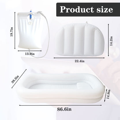 Timisea Medical Inflatable Bathtub, Portable Bed for Geriatric, Elderly, Disabled Bedridden Patients, Handicapped, Air Pump Adult PVC Bathtub with Water Bag Air Pillow, Bath in Bed (Double Layer)