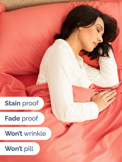 Skiennix Extra Deep Cal King Sheet Set | 6-Piece Breathable Cooling Bedding - Soft, Wrinkle-Free Coral