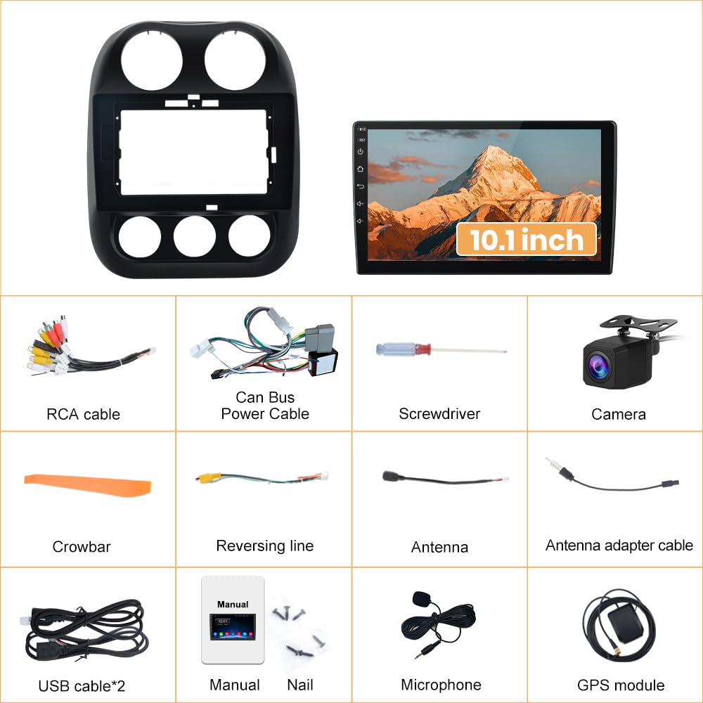 Mnasico Android Radio for Jeep Compass 2010-2016, Patriot 2009-2016