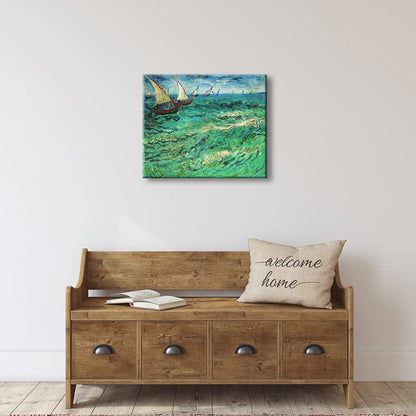 Wieco Art Sailing Boats Large Modern Gallery Wrapped Seascape Giclee Canvas Prints of Van Gogh Famous Oil Paintings Reproduction Pictures on Canvas Wall Art for Living Room Bedroom Home Decorations