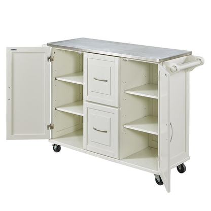 Homestyles Dolly Madison Off-White Mobile Kitchen Cart with Stainless Steel Top