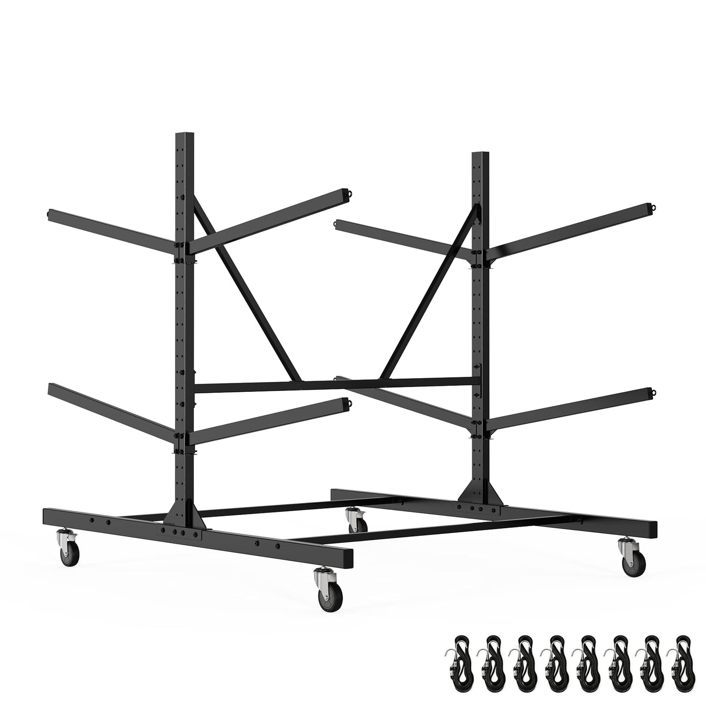LXVOOEE Kayak Storage Rack, Heavy Duty Freestanding Kayak Rack for Garage and Outdoor Storage, Kayak Stand Adjustable for Kayak, Canoe, Surfboard and Paddle Board (4-Kayak)