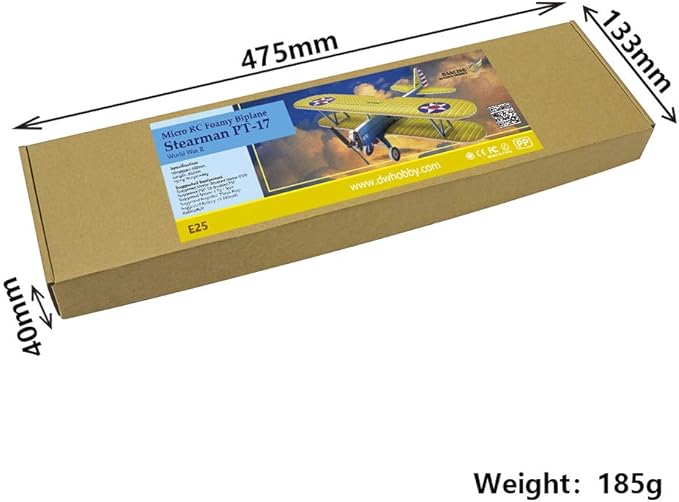 4CH Micro 450mm RC Foamy Indoor Outdoor Biplane Stearman PT-17 Kaydet (E2505-156E)