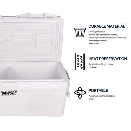 DAWSRi Icehouse Series Hard Cooler with Wheels Ice Retention Durable Insulated Portable Ice Chest Box Easy to Transport for Camping,Fishing,Boat,Travel,Tailgates,Picnics,Beach,Barbecue 42QT