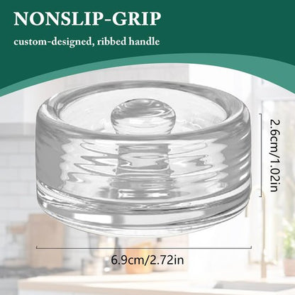 Fermentation Glass Weights with Easy Grip Handle for Mason Jars, Lead-Free, Washable (4 PCS)