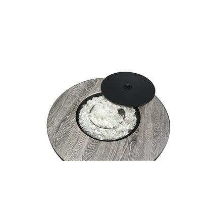 Hiland AFP-FWT Faux Wood Top 40,000 BTU Round Propane Fire Pit, Gray