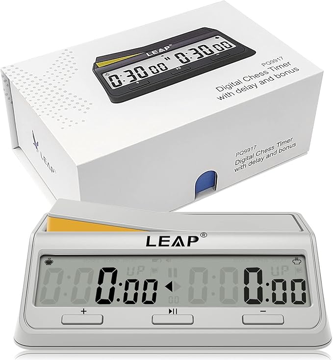 LEAP Chess Clock Programme Updated Digital Timer Advanced for Game and Chess Timer with Bonus &amp Delay Count Down up Alarm Milk White