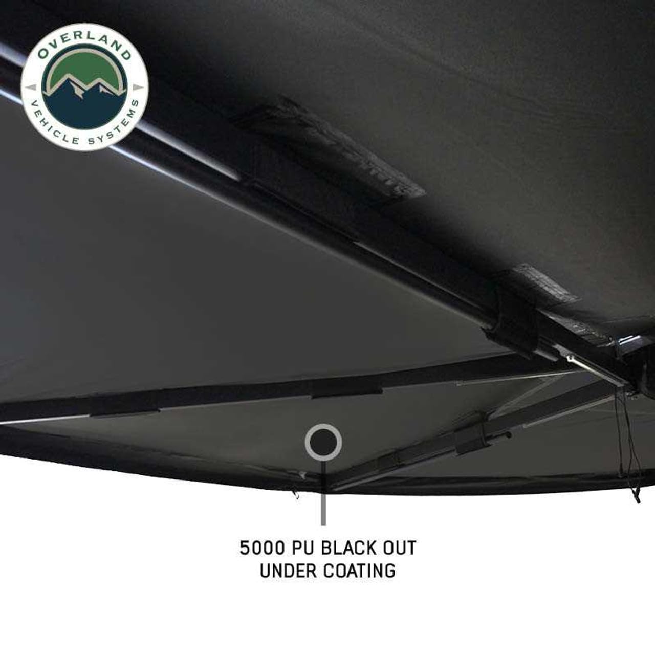Overland Vehicle Systems 19690002 XD Nomadic 270 Degree Awning with Integrated LED Lights & Black Out Passenger Side | 129 Sq Ft of Coverage | Black Fabric and Travel Cover Included