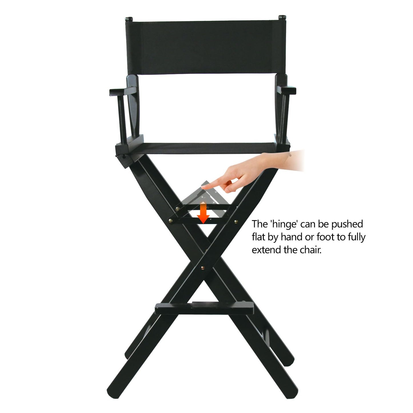 JXUFDHO Tall Directors Chair Foldable 46'', Makeup Chair Black for Makeup Artist, 250lbs Capacity Solid Hardwood,Black