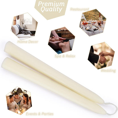 Olorvela White Beeswax Taper Candles,8" Long Candlestick,smokeless dripless unscented Natural Beeswax Candles.for Gift,Mother's Day (White, 12 Pack)