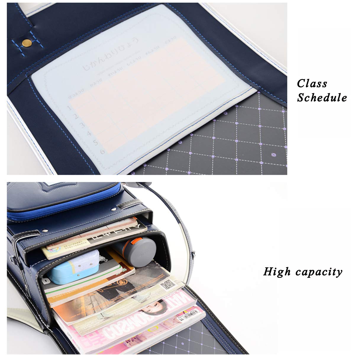 MilWorld ransel randoseru blue backpack japanese automatic school bags Senior waterproof PU leather