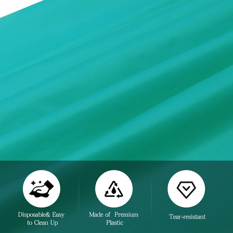Teal 6 Pack Plastic Table Cloth 84", Disposable Round Tablecloth Table Cover, Plastic Tablecloths for Parties