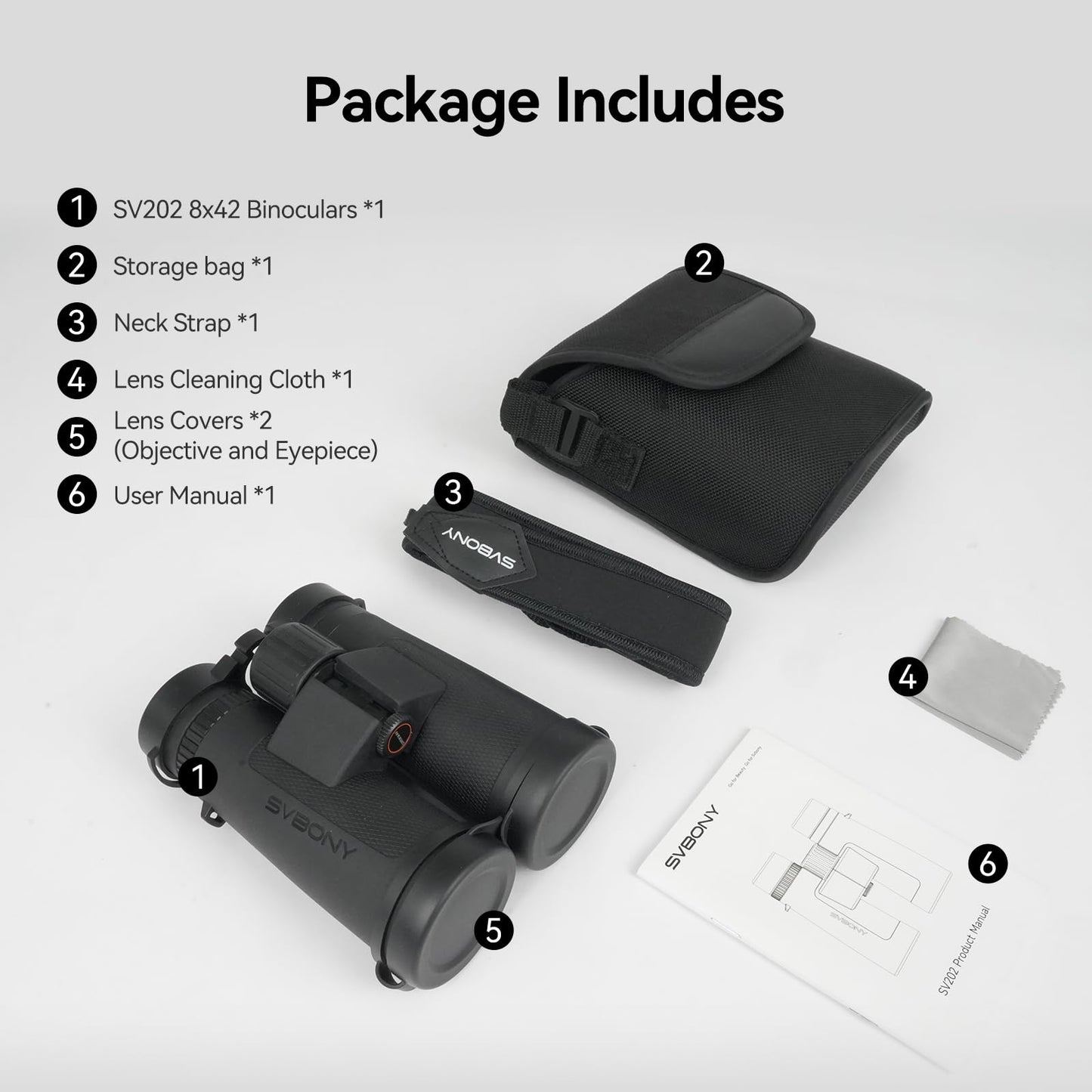 SVBONY Upgraded SV202 8x42 Binoculars for Adults, ED Binoculars for Bird Watching with Extra-Low Dispersion Objective Lens, BAK4 & FMC Optic System, 8°+Wide View Angle, IPX7 Waterproof for Cruise Ship
