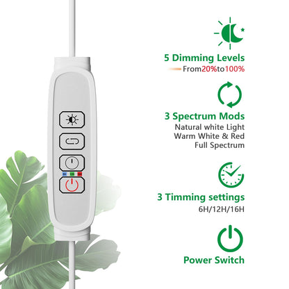 LPMZMBL Grow Lights for Indoor Plants, Indoor Plant Light,80 LEDs Full Spectrum Plant Lights for Indoor Growing with 6/12/16H Timer-W1