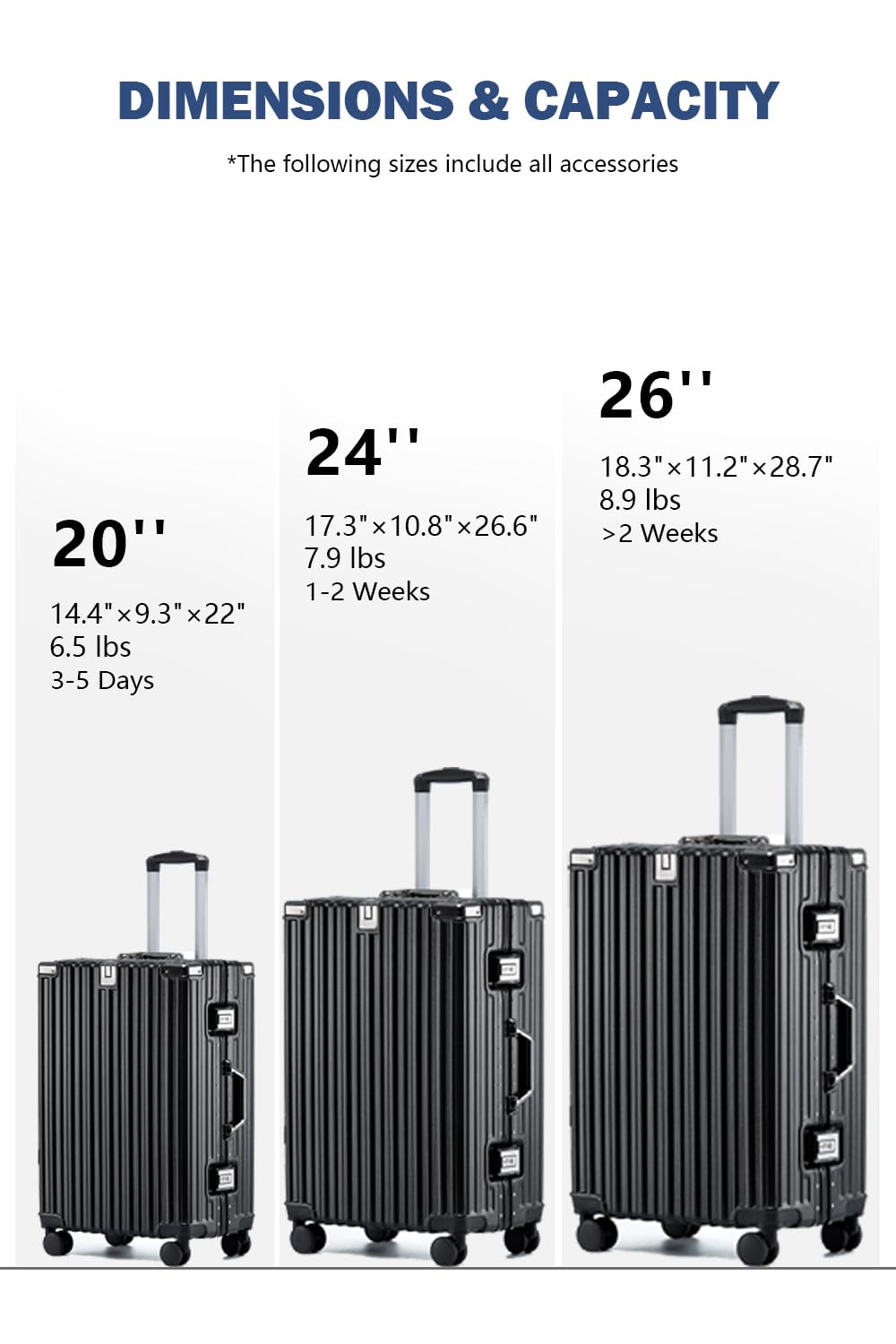 HotWay 26 Inch Aluminum Frame Luggage with Spinner Wheels, PC Hard Shell Suitcase with Cup Holder, Zipperless Luggage for Business Travel, Black