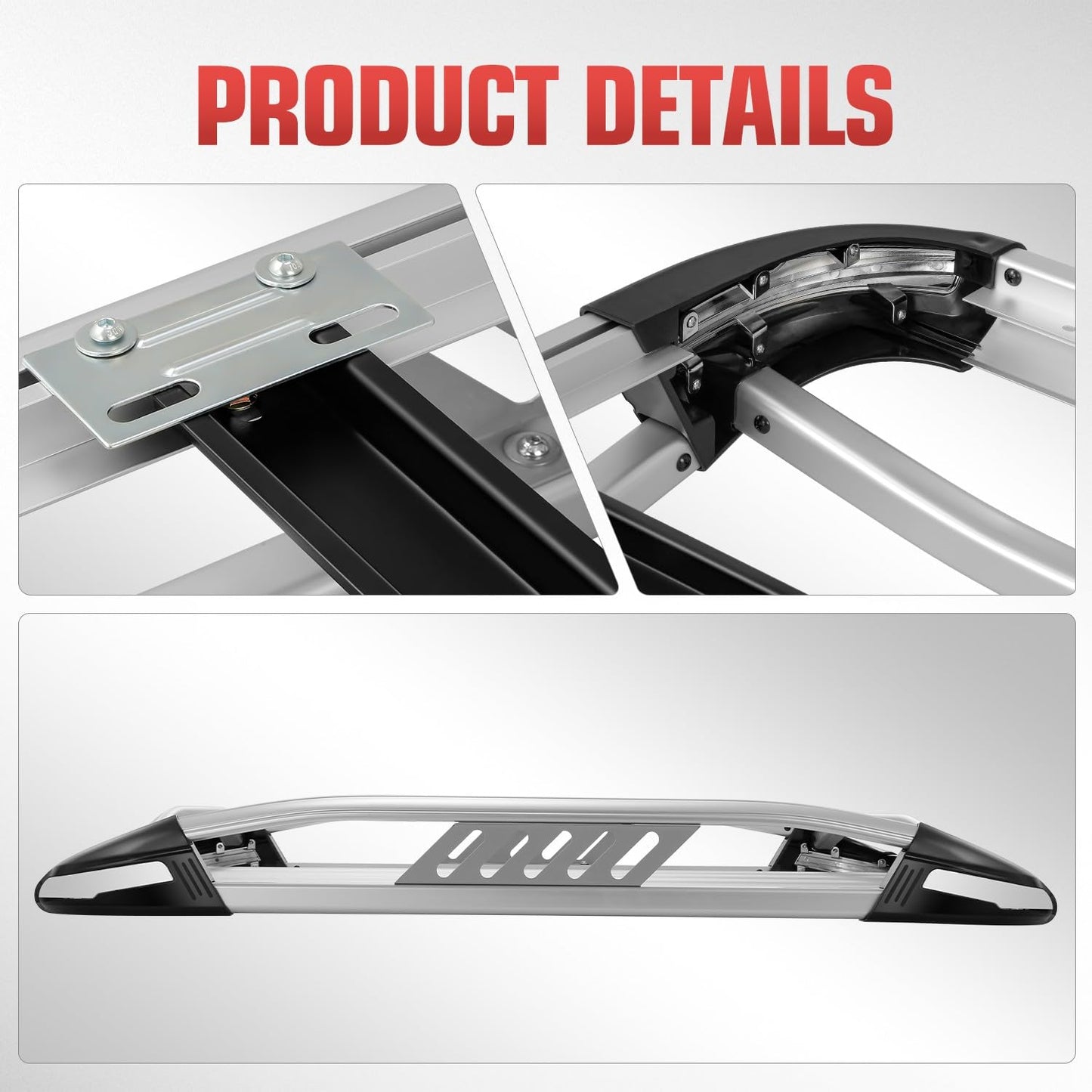 DNA MOTORING Roof Cargo Rack Basket L 50" x W 38" x H 5.5" Extendable Universal 150lb Heavy Duty Rooftop Luggage Carrier for Truck Cars SUV, Silver, RRC-31-AL