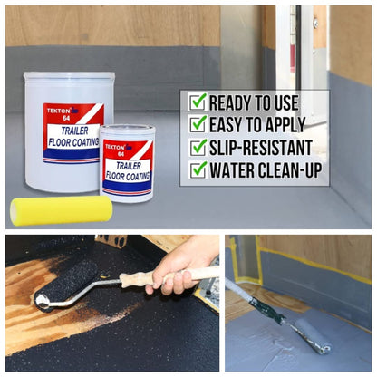 Trailer Floor Coating Protects Trailer Floors, Ramps and Walls (Black, 3 Gallon) Includes 1 Foam Cover
