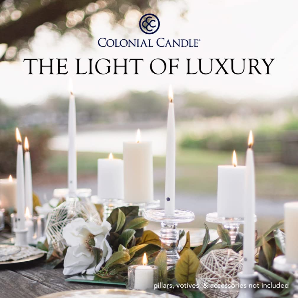 Colonial Candle Unscented Taper Candle, Classic Collection, Evergreen, 10 in, Pack of 6 Candlesticks - Up to 8 Hours Burn