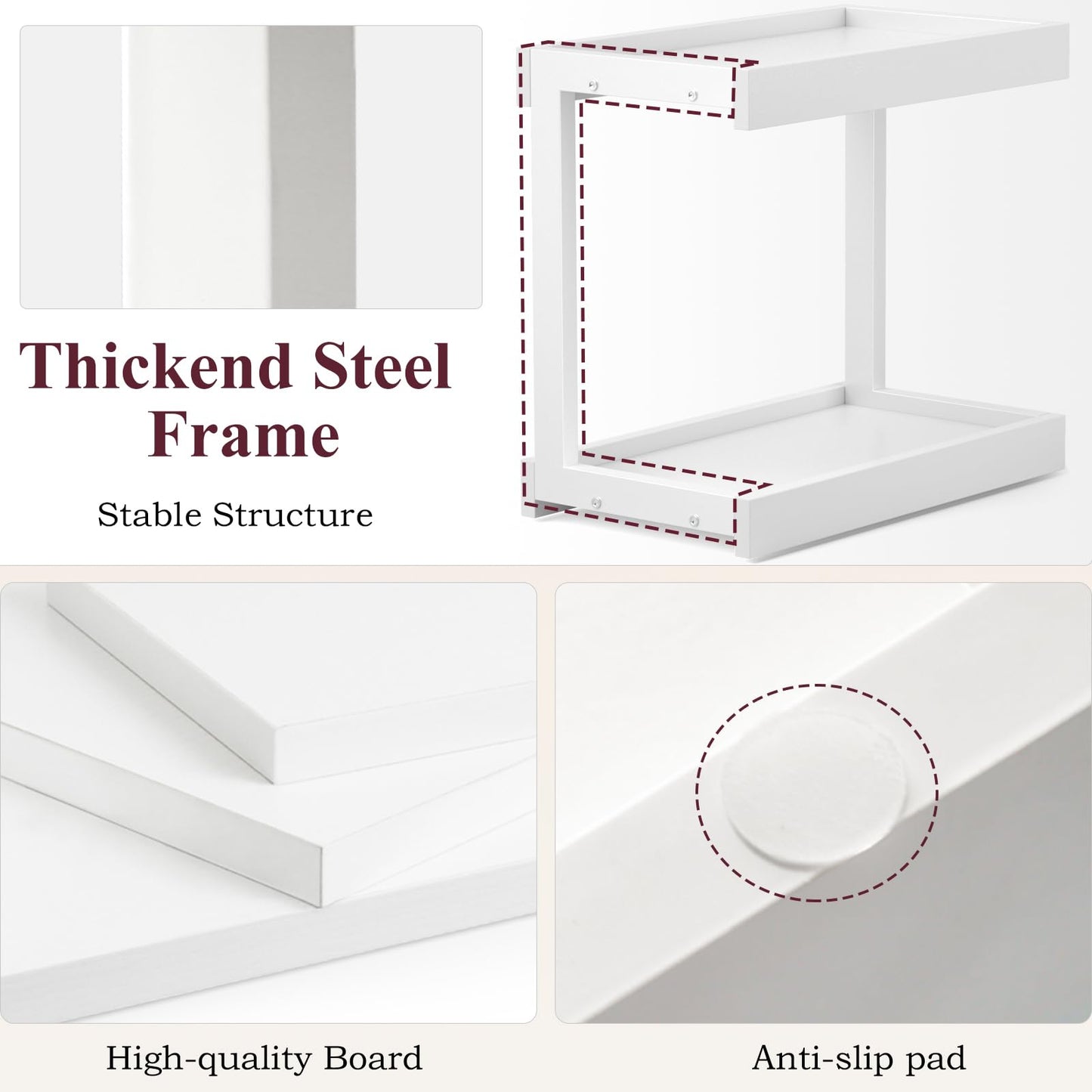 MARTY 2 Tier Spice Rack Organizer for Countertop, 15.8''L Coffee Station/Bathroom Organizer Countertop, Counter Shelf Desktop Storage Organizer for Kitchen, Bedroom, Office (Black)