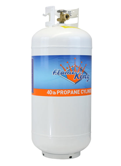 Flame King YSN401 Steel Propane Tank Cylinder With Overflow Protection Device Valve, 40 Lb, White