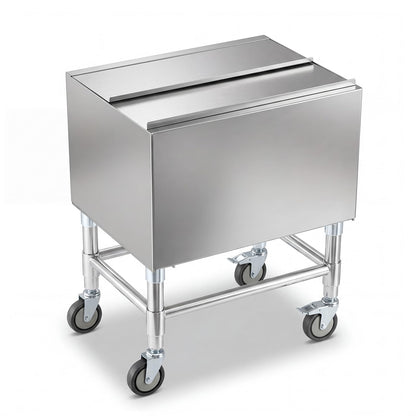 BreezeHug 18.5 x 24 x 30 Inches Commercial Ice Bin with Wheels, Underbar Stainless Steel Ice Chest with Sliding Lid, Cooler Cart Cocktail Unit for Bar Restaurant Pub and Hotels