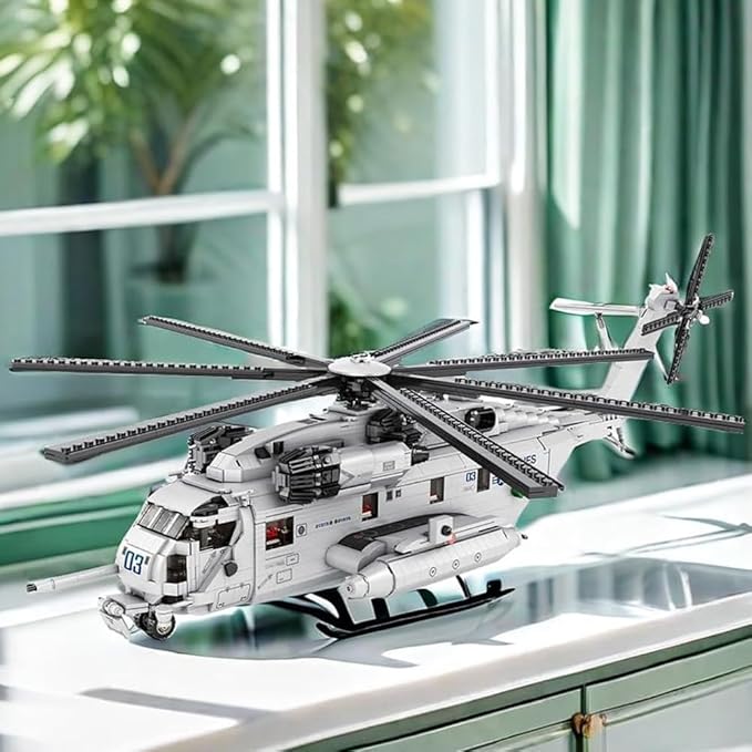 Military Helicopter Building Block Toy 1/35 Ch-53E Building Set Fighter Jet Airplane Toy Model for Teenagers and Adults(2192 Pieces)