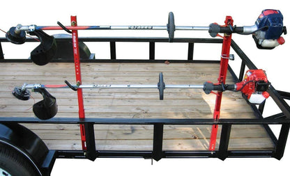 Jungle Jim's Double Trimmer Rack Trailer Rack For Mounting to Open Lawn & Landscape Trailers or Enclosed Trailer with Optional Wall Kit (2TR) Locking Trailer Organizer