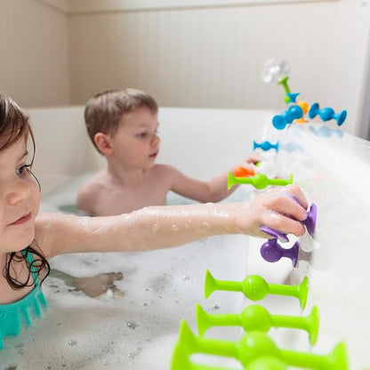 Fat Brain Toys Squigz Deluxe Set - 50-Piece Suction Construction Toys Suction Bath Toys Sensory Toys for Kids 3 and Up
