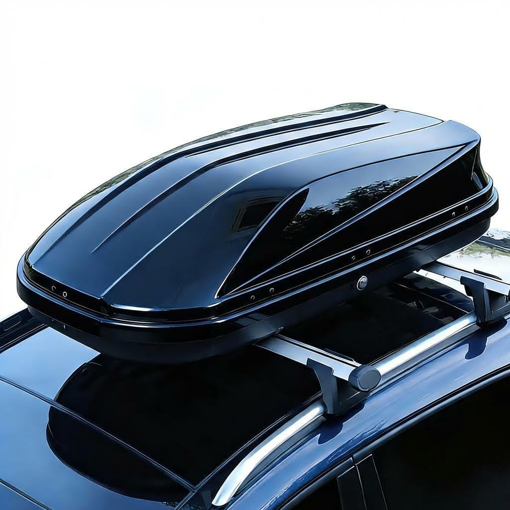Garvee Rooftop Cargo Box Carrier, 17 Cubic Hardshell Rooftop Cargo Carrier, Dual-Side Opening, Universal Fit for Cars & SUVs, 165Lbs Weight Capacity with Secure Straps&Keys