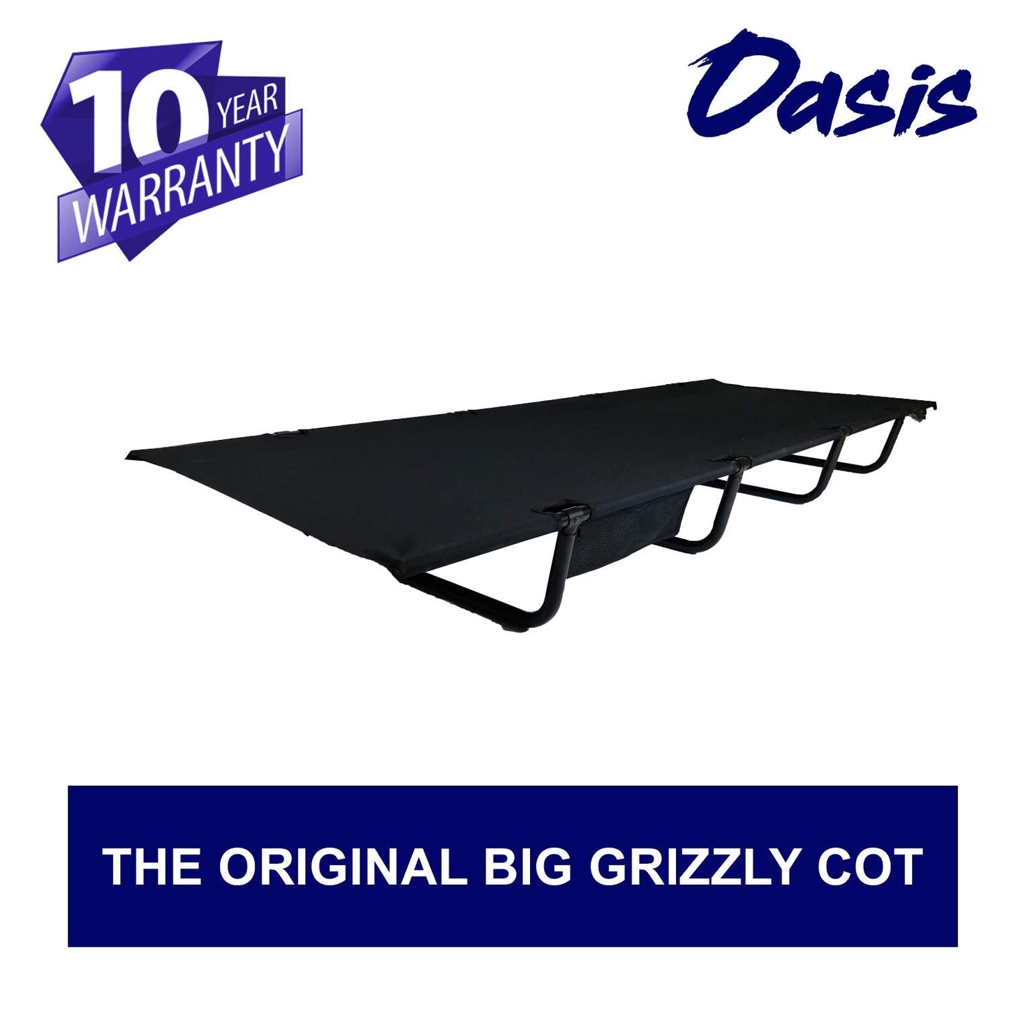 Tuscany Pro Big Grizzly Cot - Portable Heavy Duty Oversize Compact Cot with Side Pocket - Built with Reinforced Aluminum Pipe - Bonus Item Includes Blanket, Cell Phone/Drink Holders