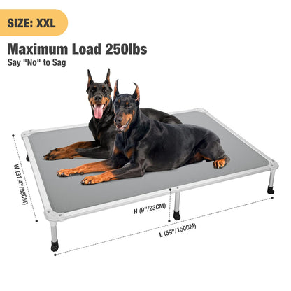 Veehoo Chew Proof Elevated Dog Bed - Cooling Raised Pet Cot - Silver Aluminum Frame and Durable Textilene Mesh Fabric, Unique Designed No-Slip Feet for Indoor or Outdoor Use, Grey, XX-Large, CWC2003