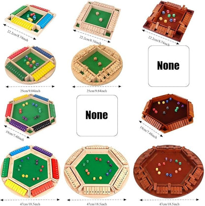 Shut The Box Game: 2-6 Player Wooden Board Math Game with 2-12 Dice | Educational Family Night Entertainment | Classic Pub Style | Funny Family Board Games (Wood-Square 4 Players)
