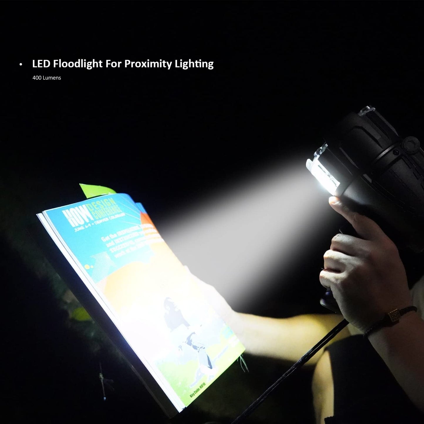 GOODSMANN Rechargeable Marine Spotlight up to 6000 Lumen Portable Handheld Spot Light Waterproof Searchlight 70W Hunting Work Flashlight with USB Adapter Car Charger EVA Carrying Case Red Lens Filter