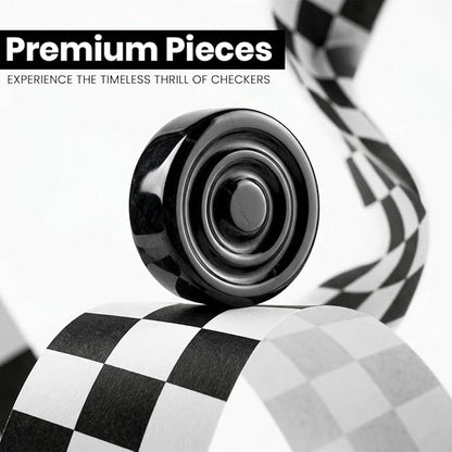 Marble Chess Checker Pieces Set with Storage Box Collection (Black Green)