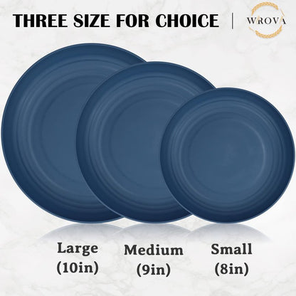 Wrova Wheat Straw Plates - 9 Inch Unbreakable Dinner Plates Set of 8 - Dishwasher & Microwave Safe Plastic Plates Reusable - Lightweight Plates for kitchen,camping (Colorful Series)