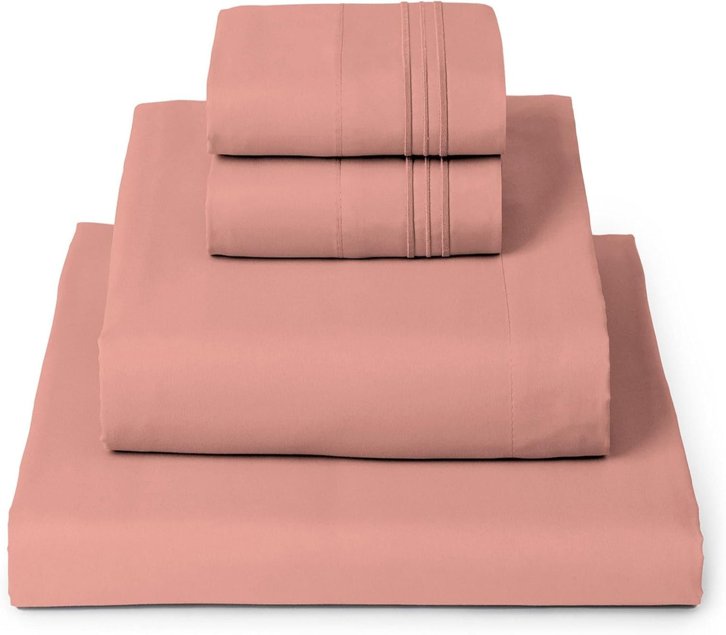 Mellanni Full Sheets Set - 4 PC Hotel Luxury Bedding | Extra Soft, Cooling, Wrinkle-Resistant (Coral)