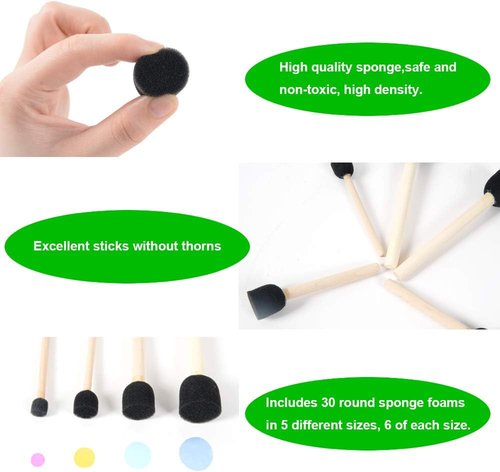 Conda Foam Brush Set - 50 Pack Assorted Sizes 0.5" to 2" | Lightweight & Durable for Acrylics, Stains, Varnishes