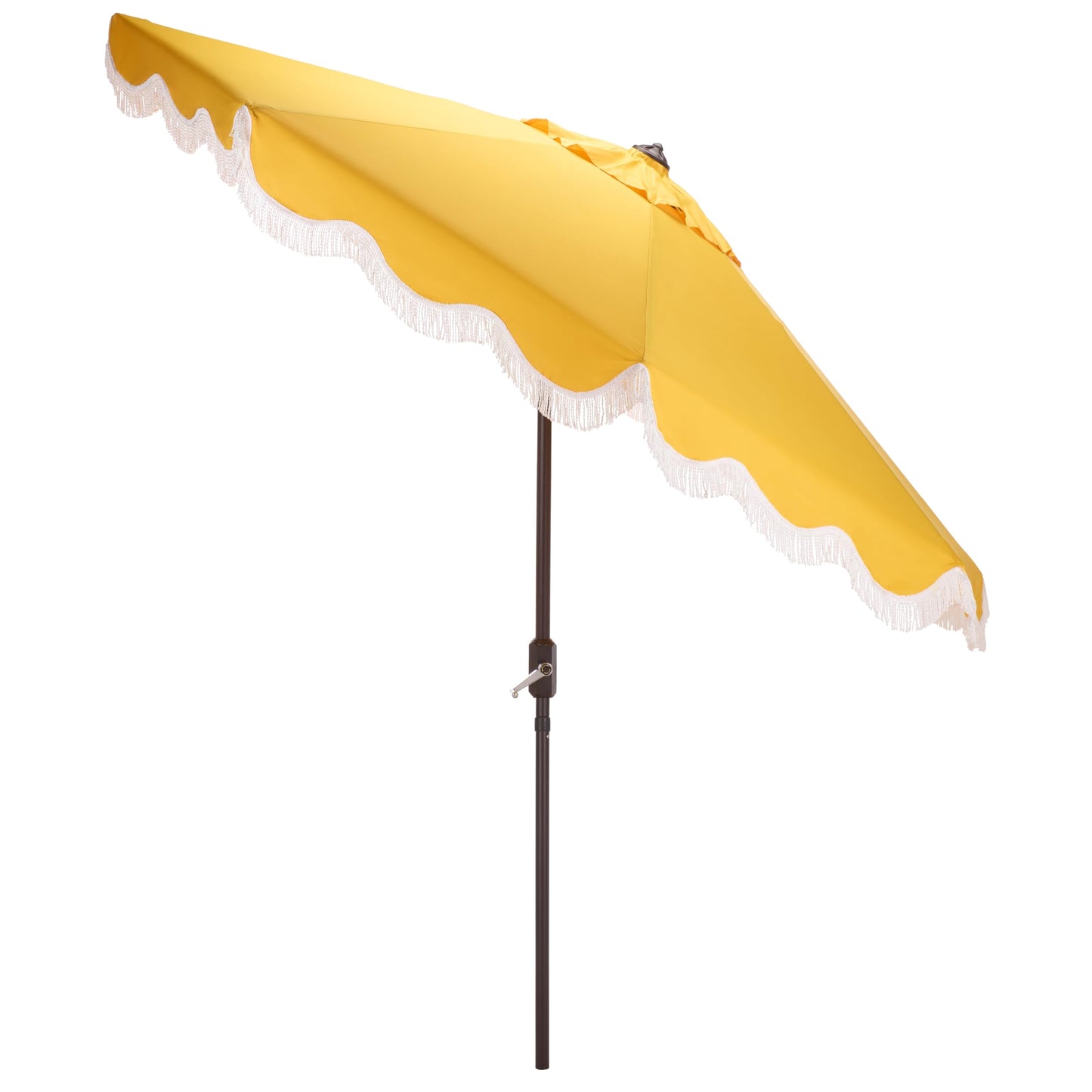 SAFAVIEH Outdoor Patio Furniture Collection – Torsa 9 Ft Yellow & Brown Crank Umbrella, Market-Style Patio Umbrella with Metal Pole, Classic Outdoor Shade Accent (PAT8014Y)