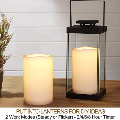 HOME MOST Pack of 2 White 4x6 LED Pillar Candles Outdoor IP65 Waterproof - Large Pillar Candles Battery Powered with Timer and Remote - Battery Operated Unscented Outdoor Flameless Candles Flickering