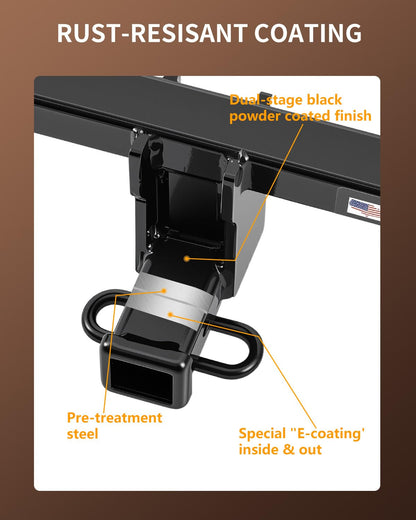 TULALUX 2" Receiver Trailer Hitch for 2010–2019 Subaru Outback Wagon (Except Sport) | Class 3 Tow Hitch | 4,000 lbs Towing Capacity