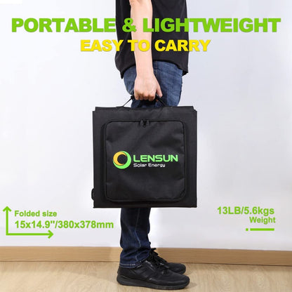 LENSUNSOLAR 200W 12V Portable Solar Panel Blanket with Standard Connectors for Solar Generator Power Station, Lightweight Ultra-Thin only 5.2 kgs/11.4 lbs
