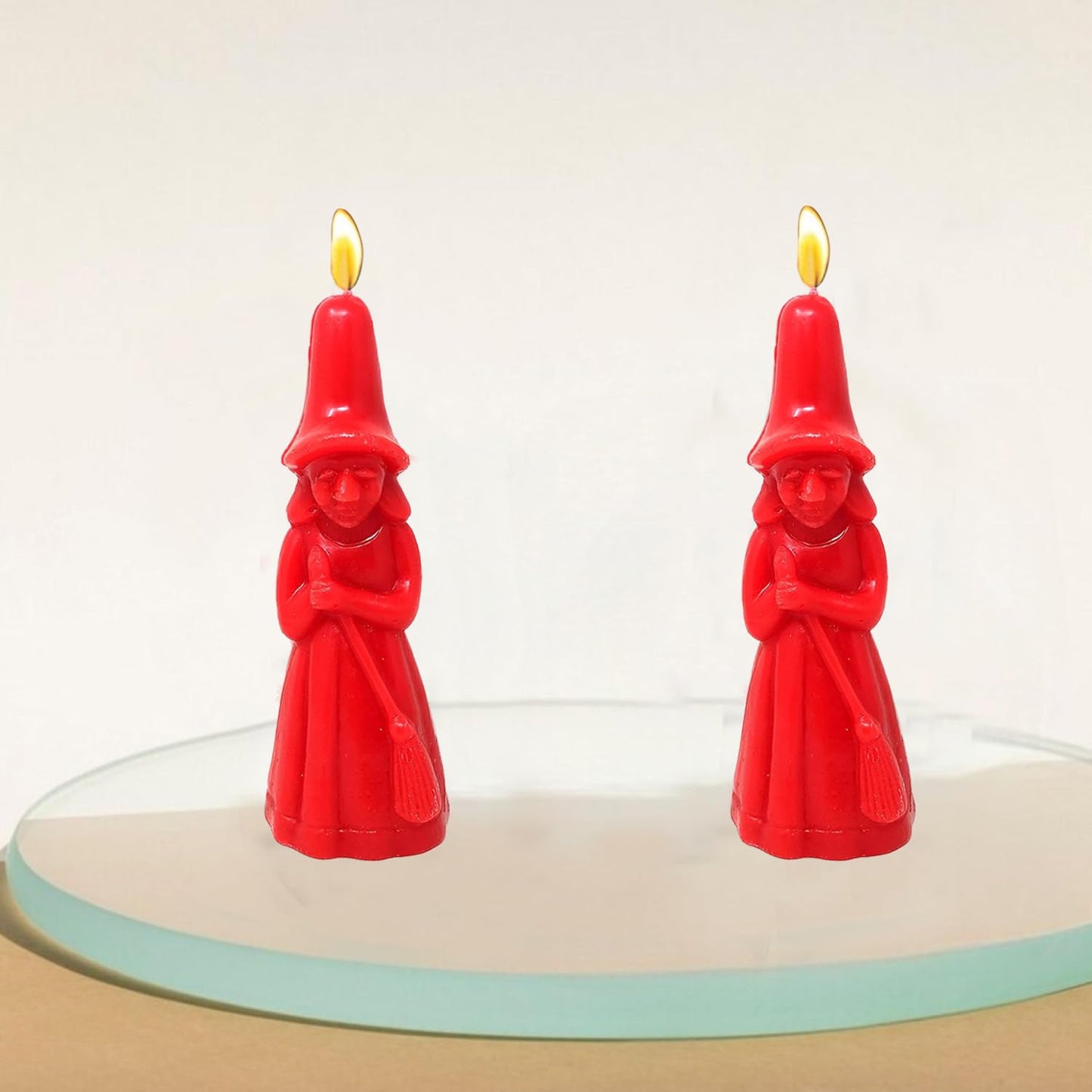 Vrinda ® Decorative Ritual Spell Unscented Candle Witch - Invoke Mystical Vibes - Perfect for Rituals, Ceremonies, and Spiritual Practices, Approx 7" (Red)