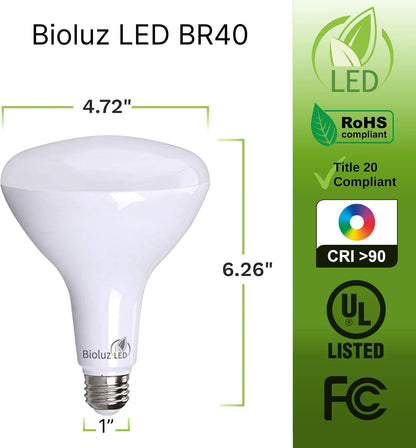 Bioluz BR40 LED Light Bulb 90 CRI Light Bulbs - Dimmable LED Flood Light (Uses 16W) Soft White 3000K Led Bulbs 110° Beam Angle Indoor & Outdoor Lighting Title 20 High Efficacy Lightbulb - Pack of 10