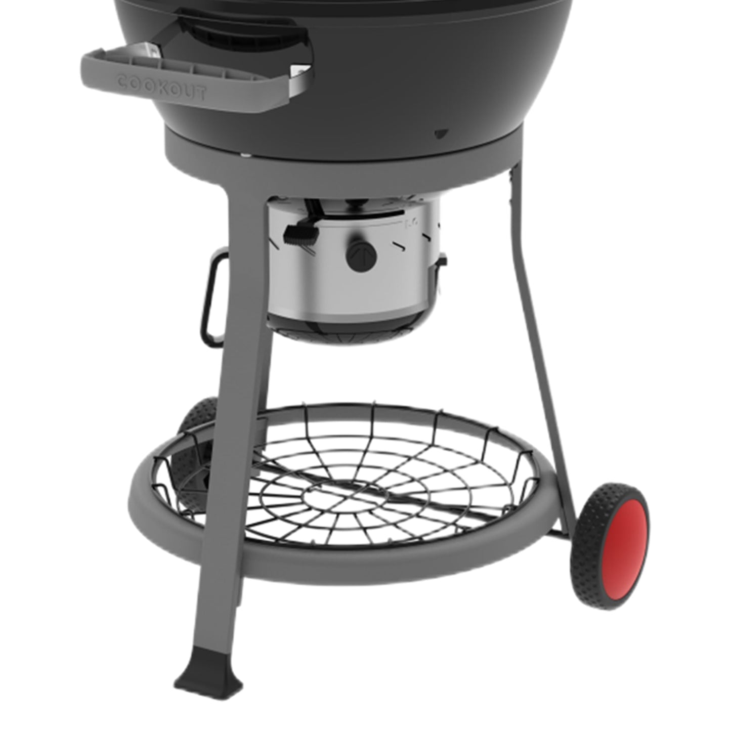 Coleman Cookout Kettle Charcoal Grill with 380-Sq. In. Total Cooking Surface, Removable Ash Collection System, Wheels, and Wire Shelf, Portable Charcoal Grill with Ventilation in Black